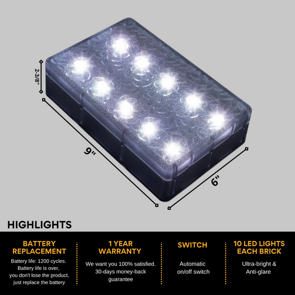 6x9 Cold White Solar Brick Light | FREE SHIPPING